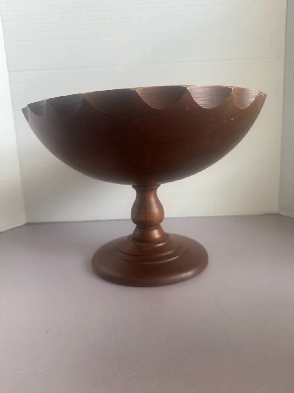 Wood Pedestal Bowl - Dark Brown Decorative Compote